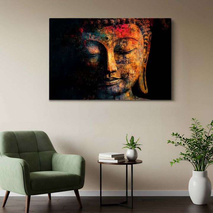 Abstract Buddha Canvas Art | Large Spiritual Wall Decor | Premium Cotton Print 24